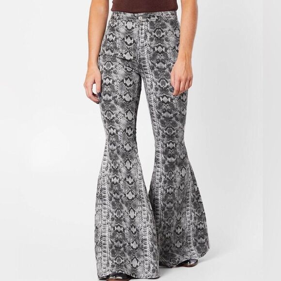 Free People Pants - Free People Just Float On High Rise Flare Snake Skin Print Pants